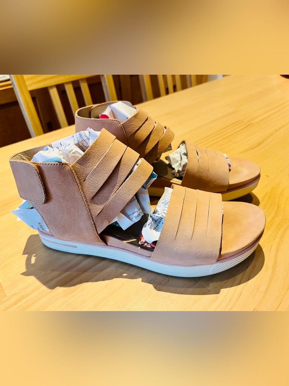 Eileen Fisher Slice Tumbled Nubuck Sneaker Sandals - Tan - size 9!